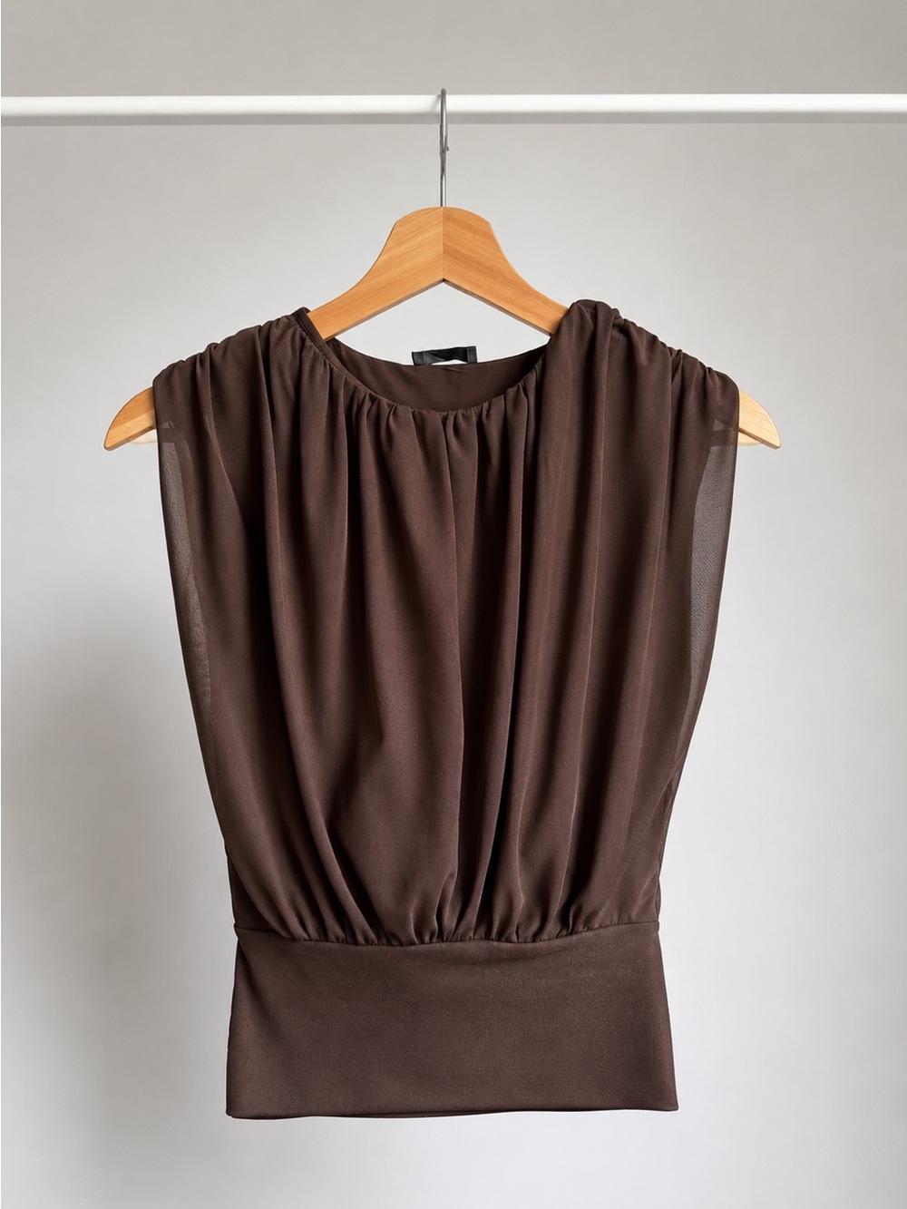 Dynamite Sleeveless Brown Blouson Dress Top